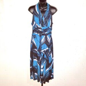(NWT) Evan Picone Blue Halter Midi-Maxi Dress Size 10